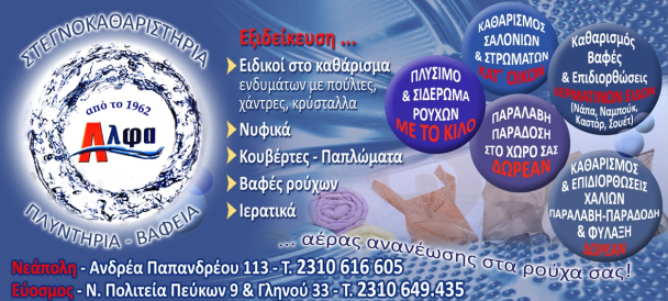 ΑΛΦΑ ΣΤΕΓΝΟΚΑΘΑΡΙΣΤΗΡΙΑ - Εικόνα 1